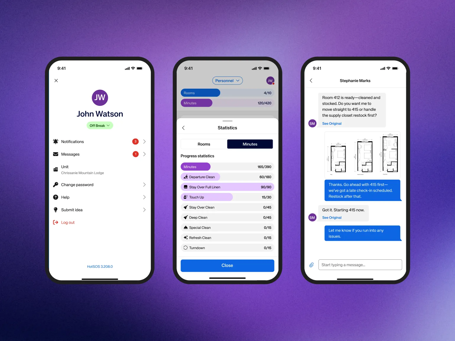 shift statistics & in-app messaging