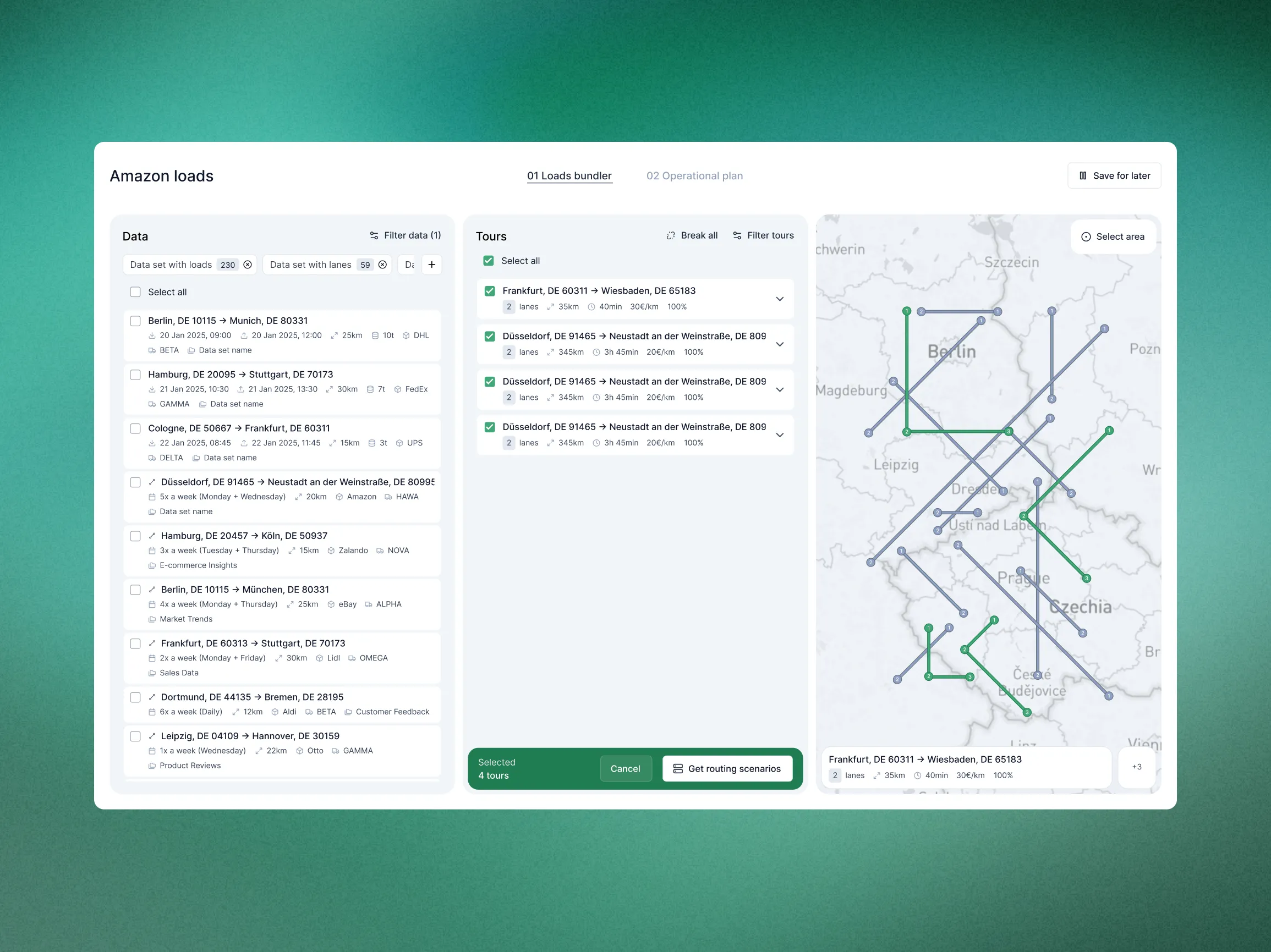 Load Bundler, tours & routing on the map